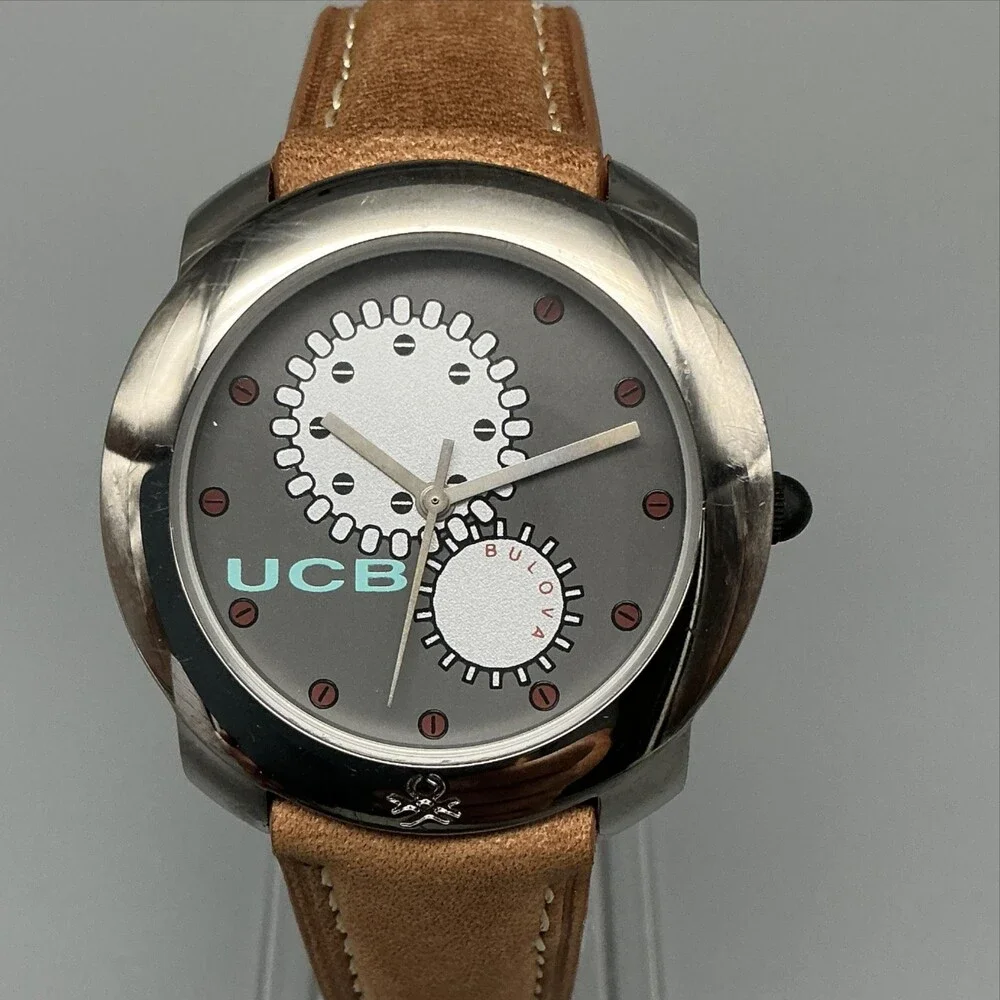 Vintage Bulova United Colors Of Benetton Mens Watch 36mm Gears New Battery